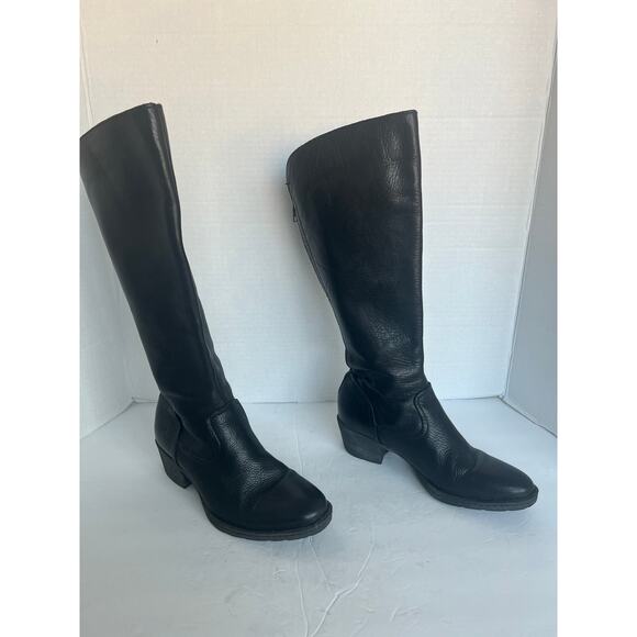 BORN Women’s BITSY Tall Knee High Black Leather Full Back Zipper Boots Sz 7 - Picture 2 of 11